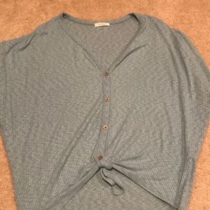 Teal button down tee